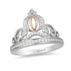 Enchanted Disney Fine Jewelry Sterling Silver and 10K Rose Gold 1/6 CTTW Cinderella Tiara Ring