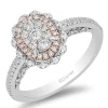 Enchanted Disney Fine Jewelry 14K White Gold and Rose Gold with 1/2 CTTW Diamonds Ariel Seashell Engagement Ring