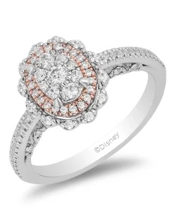 Enchanted Disney Fine Jewelry 14K White Gold and Rose Gold with 1/2 CTTW Diamonds Ariel Seashell Engagement Ring