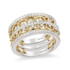 Enchanted Disney Fine Jewelry 14K White Gold and Yellow Gold 1/2 CTTW Majestic Princess Tiara Ring