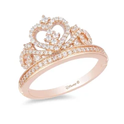 Enchanted Disney Fine Jewelry 10K Rose Gold with 1/3 CTTW Diamonds Majestic Princess Tiara Ring