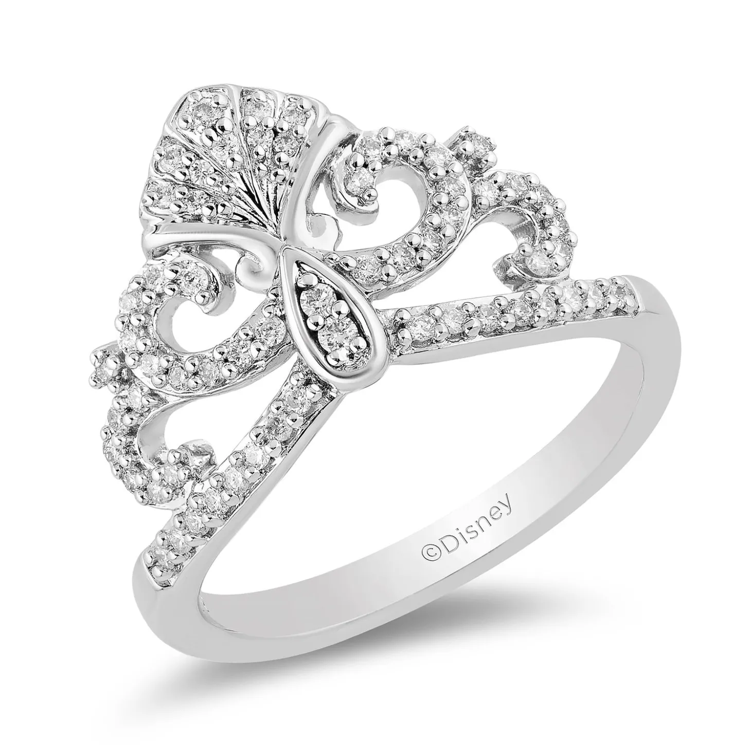 Enchanted Disney Fine Jewelry Sterling Silver 1/4 CTTW Ariel Shell Ring