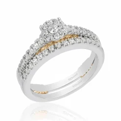 Enchanted Disney Fine Jewelry 14K White Gold and Yellow Gold with 1/2 CTTW Ariel Shell Bridal Set
