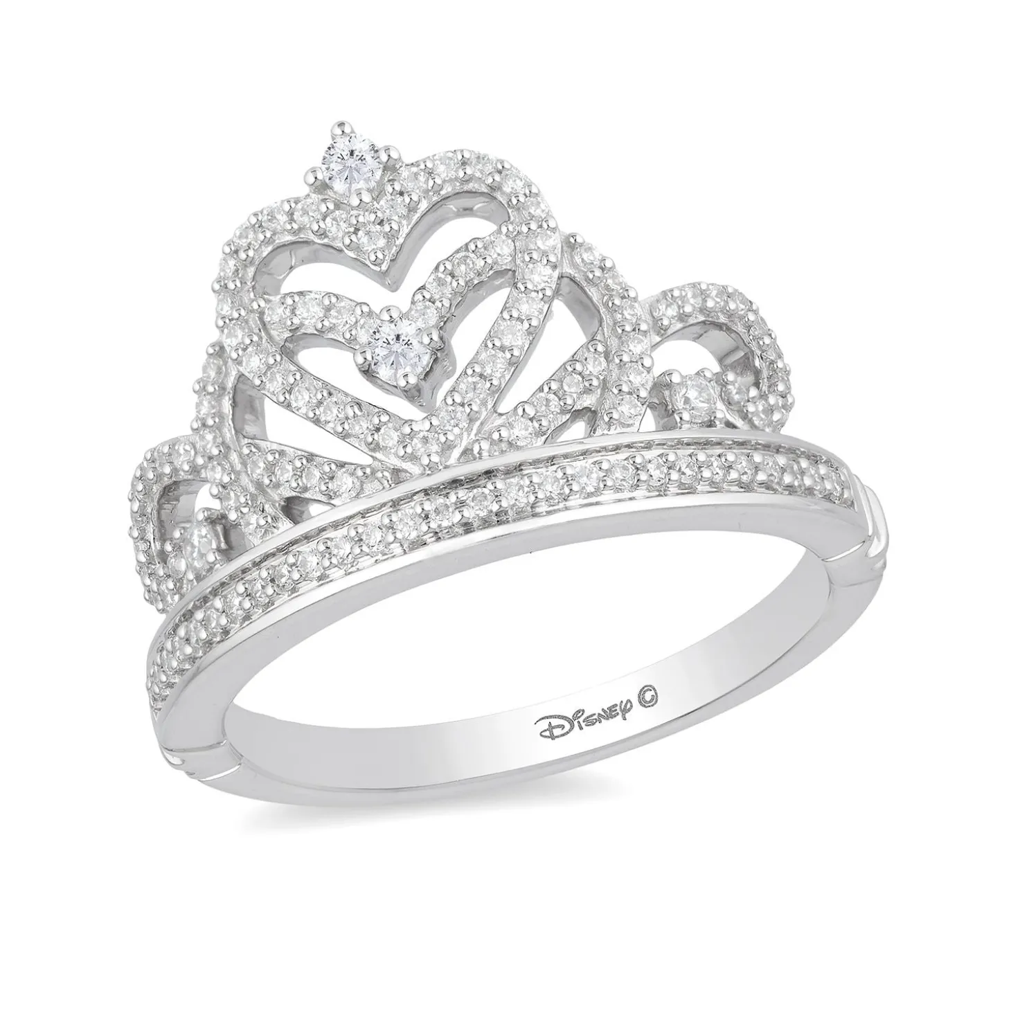 Enchanted Disney Fine Jewelry 10K White Gold 1/3 CTTW Majestic Princess Tiara Ring