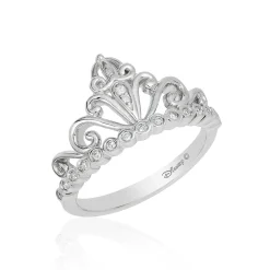 Enchanted Disney Fine Jewelry 14K White Gold 1/10 CTTW Cinderella Carriage Ring