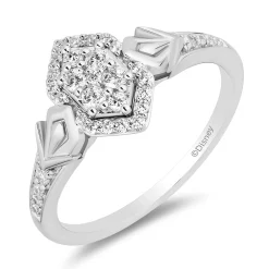 Enchanted Disney Fine Jewelry 14K White Gold with 1/3 CTTW Diamonds Elsa Engagement Ring
