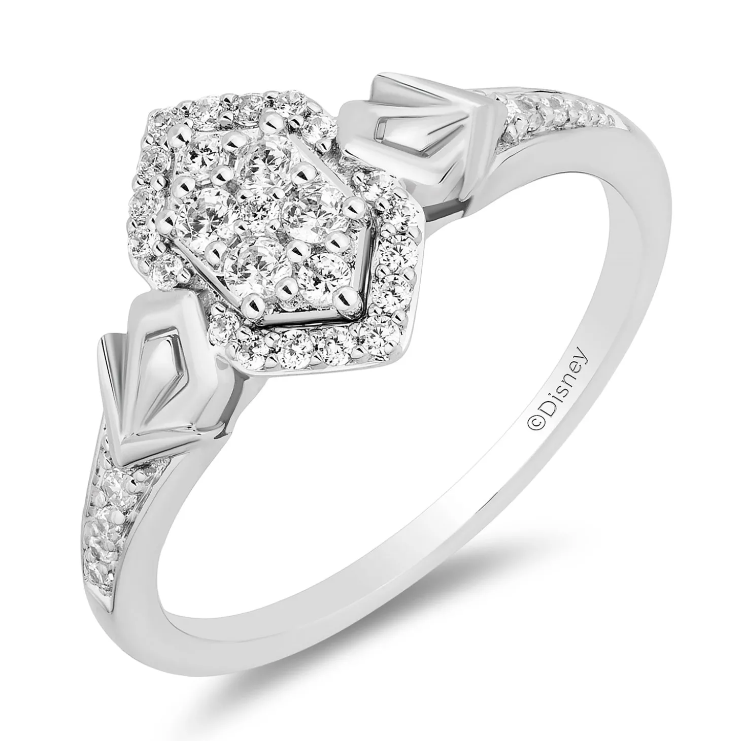 Enchanted Disney Fine Jewelry 14K White Gold with 1/3 CTTW Diamonds Elsa Engagement Ring