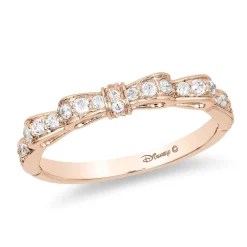 Enchanted Disney Fine Jewelry 14K Rose Gold 1/4 CTTW Snow White Bow Ring