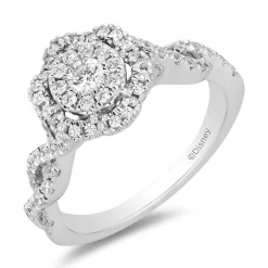 Enchanted Disney Fine Jewelry 14K Rose Gold and White Gold with 5/8 CTTW Diamonds Belle Engagement Ring