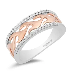 Enchanted Disney Fine Jewelry 10K Rose Gold and Sterling Silver with 1/5 CTTW Diamond Maleficent Flames Ring