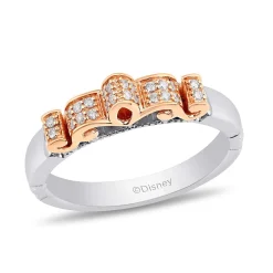 Enchanted Disney Fine Jewelry Sterling Silver and 10K Rose Gold 1/8 CTTW Disney Majestic Princess Ring