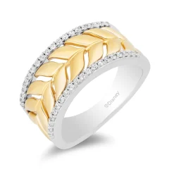 Enchanted Disney Fine Jewelry Sterling Silver and 10K Yellow Gold with 1/5 CTTW Diamond Anna Wheat Anniversary Band
