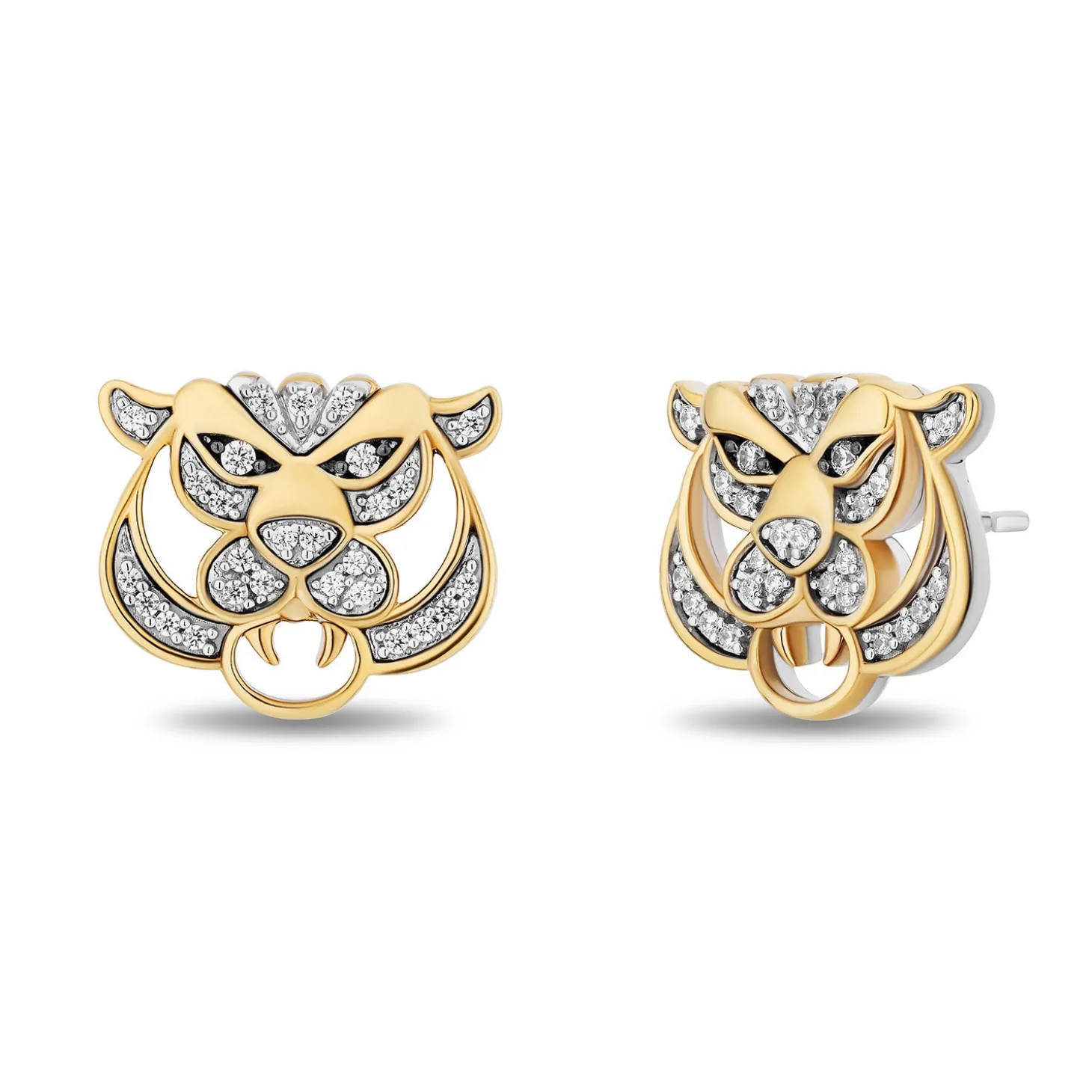 Enchanted Disney Fine Jewelry Black Rhodium and 14K Yellow Gold over Sterling Silver with 1/5 CTTW Diamonds Jasmine- Raja Earrings