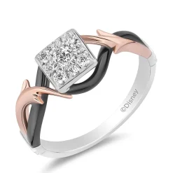 Enchanted Disney Fine Jewelry Black Rhodium Over 14K White Gold and Rose Gold with 1/4 CTTW Diamonds Maleficent Engagement Ring
