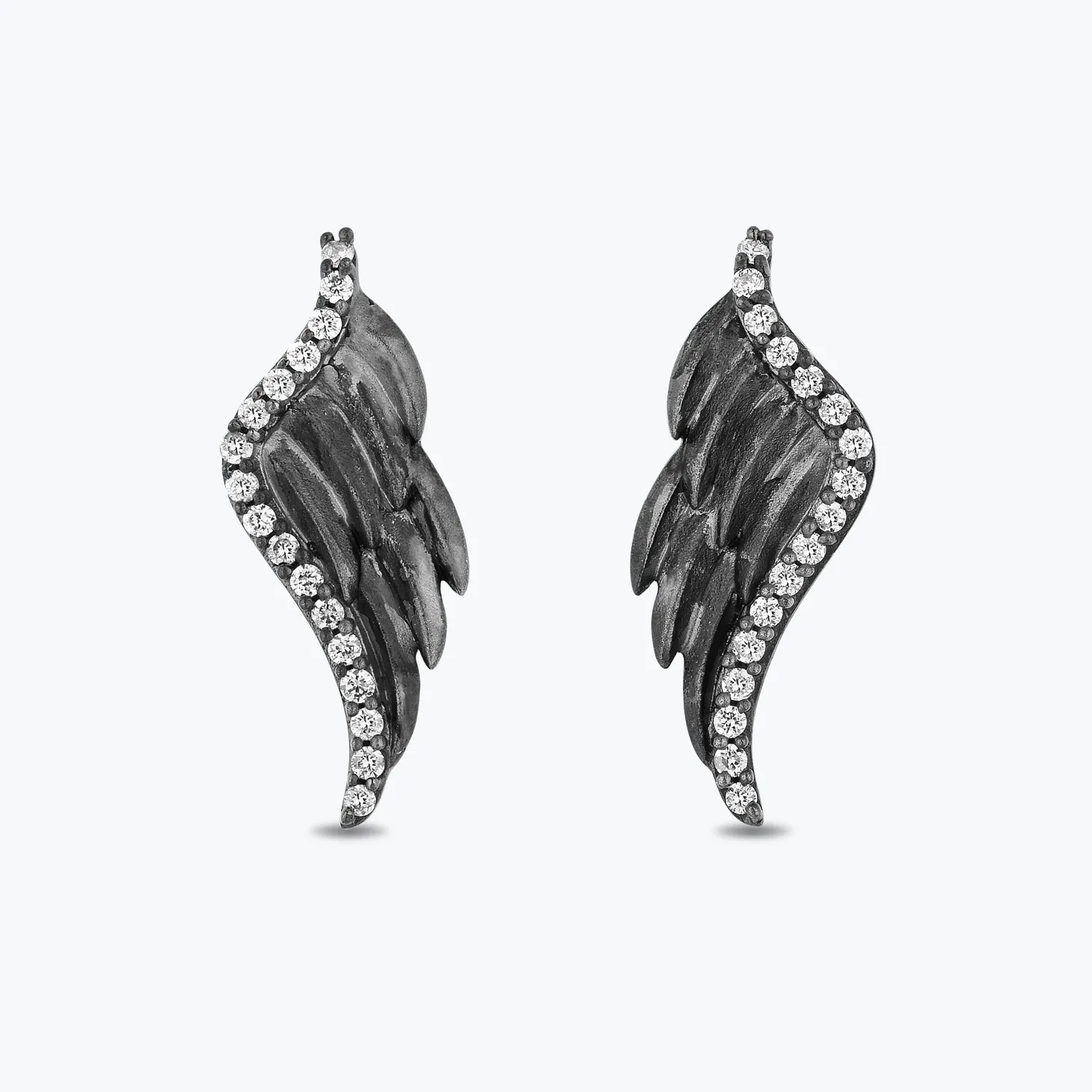 Enchanted Disney Fine Jewelry Black Rhodium over Sterling Silver with 1/10 CTTW Maleficent Wings Earrings