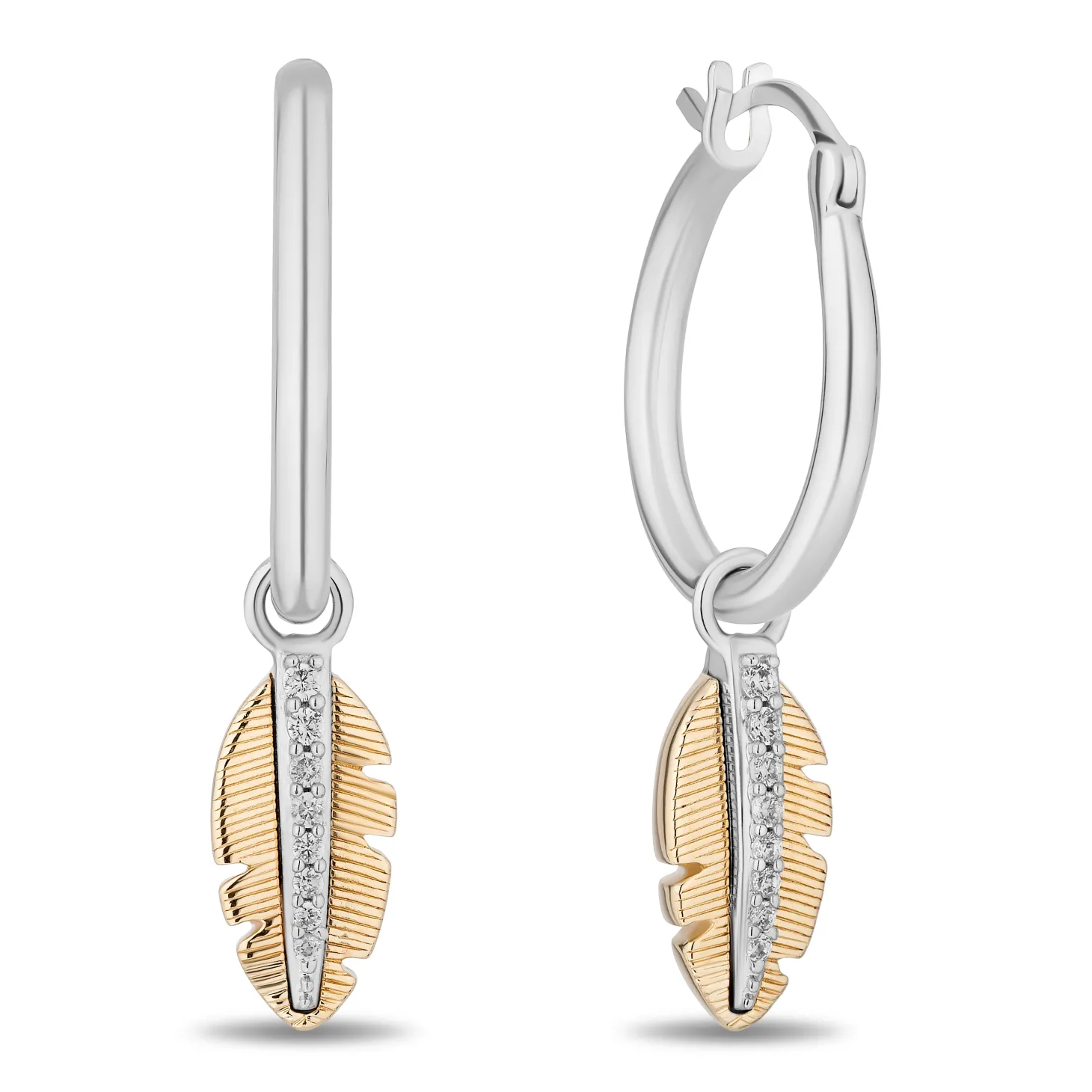 Enchanted Disney Fine Jewelry Sterling Silver and 10K Yellow Gold with 1/10 CTTW Diamonds Pocahontas Earrings