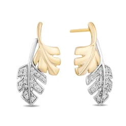 Enchanted Disney Fine Jewelry Sterling Silver and 10K Yellow Gold with 1/6 CTTW Diamonds Moana Earrings