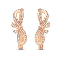 Enchanted Disney Fine Jewelry 14k Rose Gold 1/2 CTTW Snow White Bow Earrings