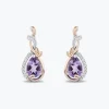 Enchanted Disney Fine Jewelry 14K Rose Gold over Sterling Silver with 1/10 CTTW Diamond and Rose De France Rapunzel Dangle Earrings