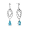 Enchanted Disney Fine Jewelry Sterling Silver with 1/10 CTTW Diamond and Swiss Blue Topaz Jasmine Earrings