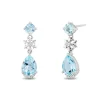 Enchanted Disney Fine Jewelry Sterling Silver with White Topaz and Sky Blue Topaz Elsa Snowflake Earrings