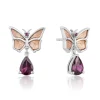 Enchanted Disney Fine Jewelry 14K Rose Gold over Sterling Silver with Rhodolite Garnet Mulan Earrings