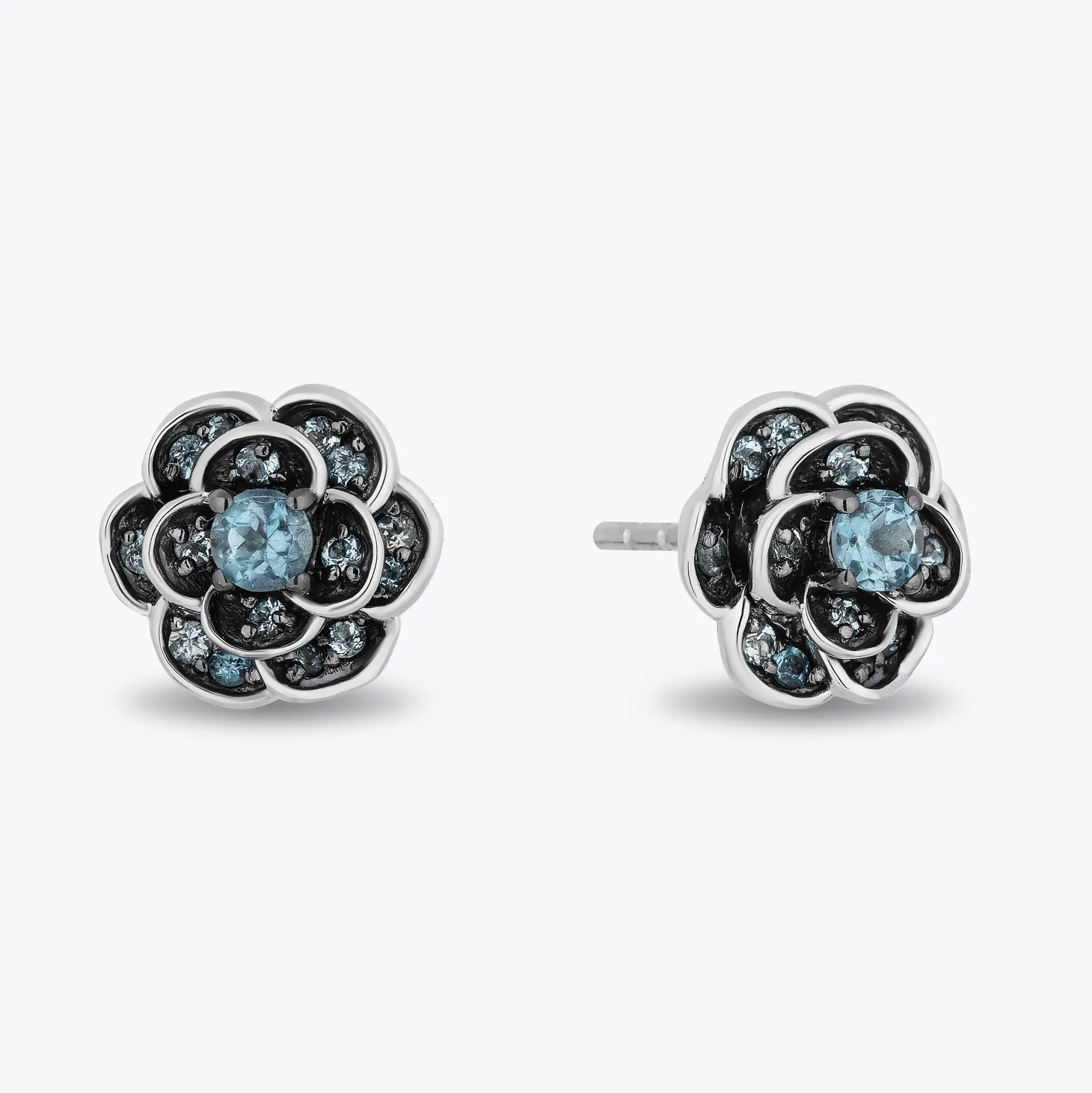 Enchanted Disney Fine Jewelry Sterling Silver London Blue Topaz Cinderella Gardania Stud Earrings
