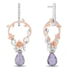 Enchanted Disney Fine Jewelry 14K Rose Gold Over Sterling Silver with 1/6 CTTW Diamonds and Rose De France Briolette Rapunzel Earrings
