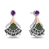 Enchanted Disney Fine Jewelry The Little Mermaid Black Rhodium over Sterling Silver and 10K Rose Gold with 1/10 CTTW Diamond and Amethyst with Green Tourmaline and Swiss Blue Topaz Ariel Earrings