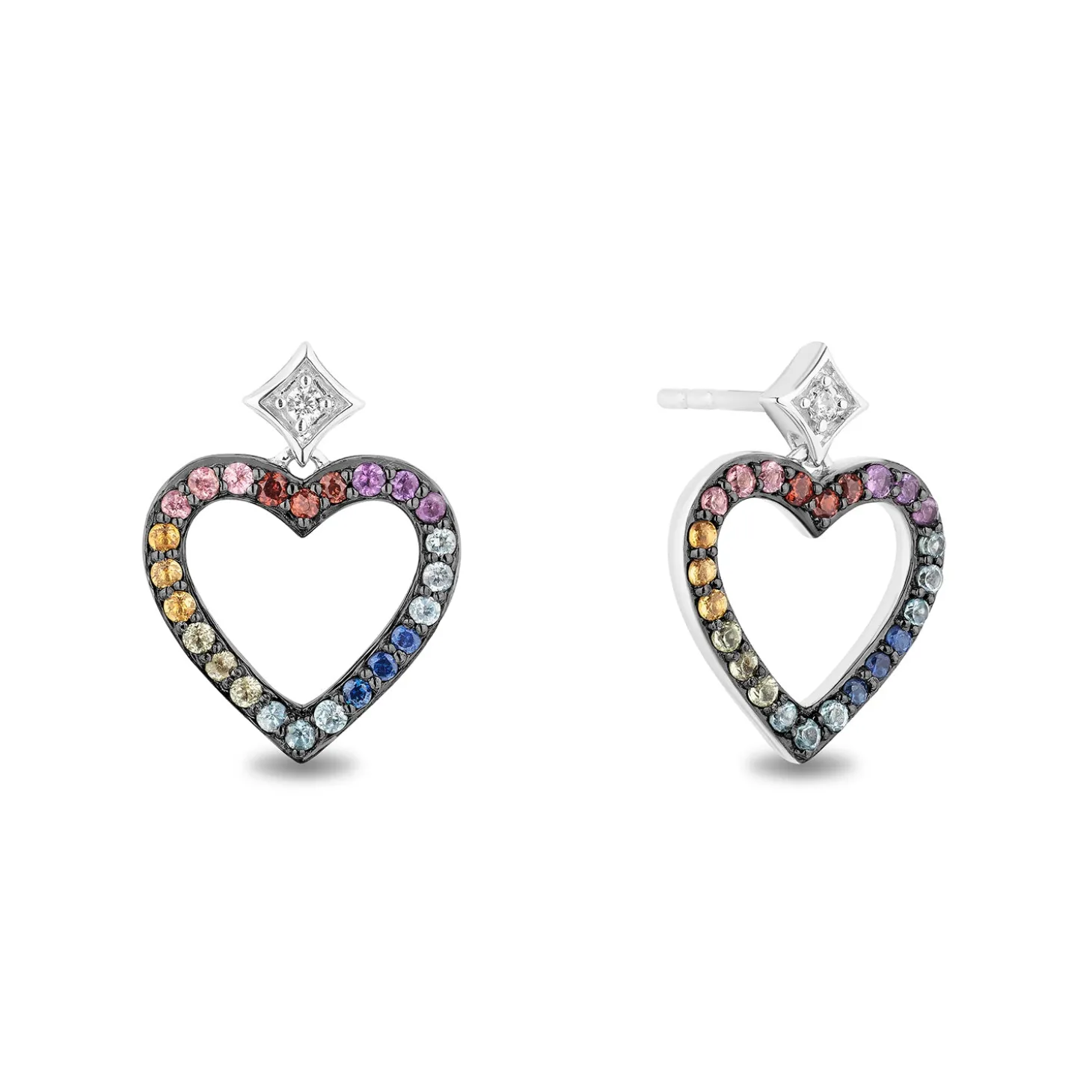 Enchanted Disney Fine Jewelry Sterling Silver with Accent Diamonds and Gemstones Majestic Princess Heart Earrings