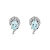 Enchanted Disney Fine Jewelry Sterling Silver with 1/10 CTTW White Diamond and Sky Blue Topaz Elsa Drop Earrings
