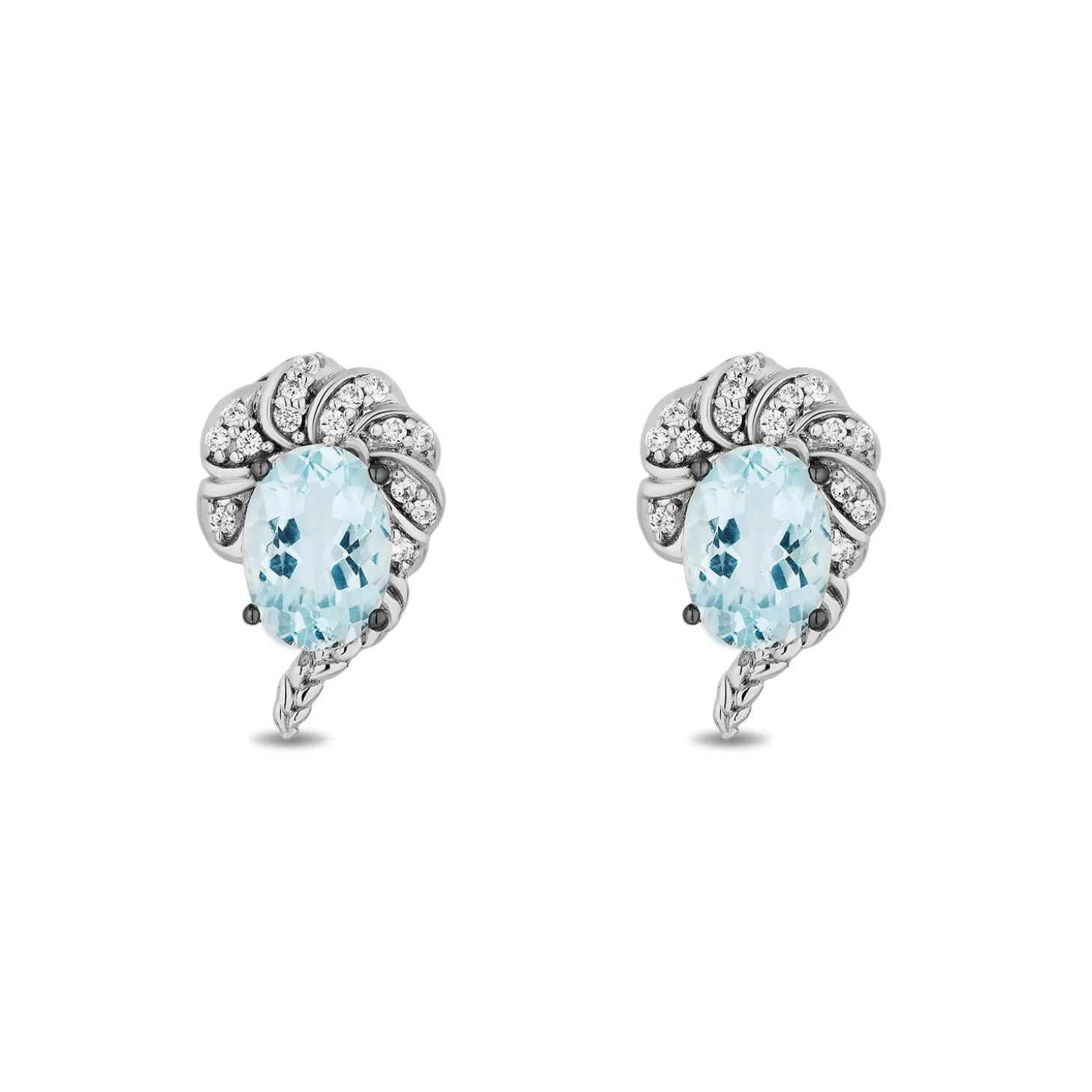 Enchanted Disney Fine Jewelry Sterling Silver with 1/10 CTTW White Diamond and Sky Blue Topaz Elsa Drop Earrings