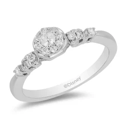 Enchanted Disney Fine Jewelry 10K White Gold with 1/4 CTTW Cinderella Engagement Ring