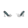 Enchanted Disney Fine Jewelry Black Rhodium Over Sterling Silver with 1/20 CTTW Diamonds and London Blue Topaz Cinderella Earrings