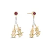 Enchanted Disney Fine Jewelry 10K Yellow Gold and White Gold with Rhodolite Garnet Mulan Dangle Earrings