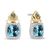Enchanted Disney Fine Jewelry 14K Yellow Gold Over Sterling Silver with 1/6 CTTW Diamonds and Swiss Blue Topaz Jasmine Earrings