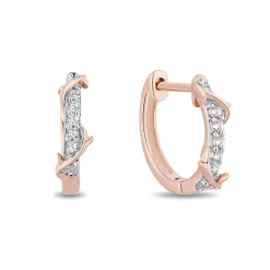Enchanted Disney Fine Jewelry 10K Rose Gold with 1/10 CTTW Diamond Maleficent Huggie Earrings