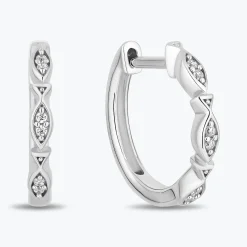Enchanted Disney Fine Jewelry Sterling Silver with 1/8 CTTW Diamonds Ariel Hoop Earrings