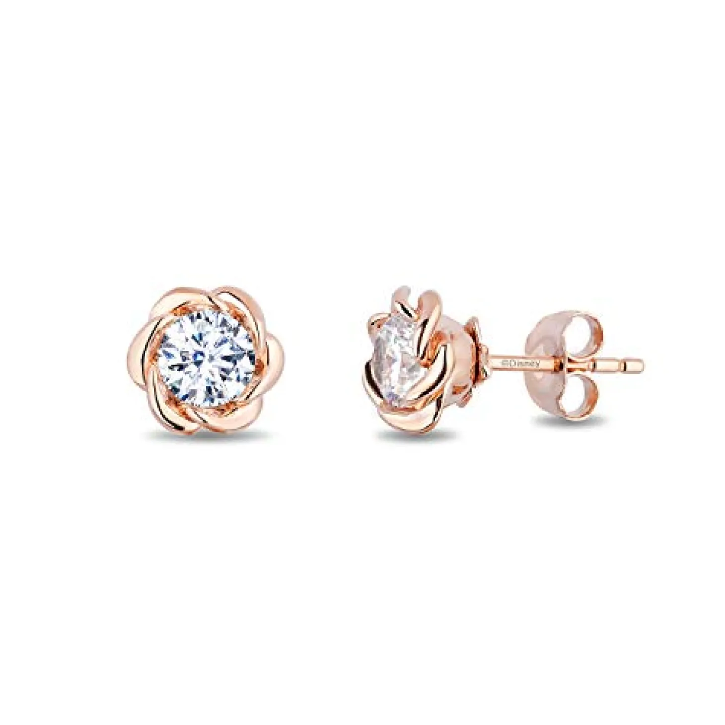 Enchanted Disney Fine Jewelry 14K Rose Gold with 1/2 CTTW Diamond Belle Solitaire Earrings