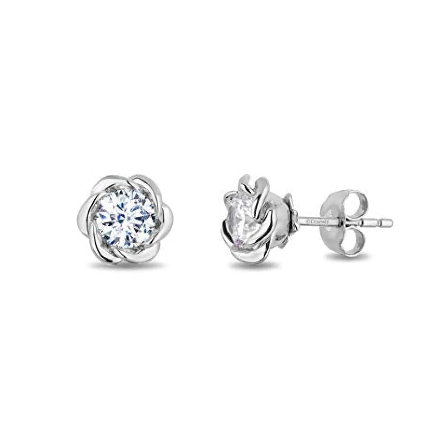 Enchanted Disney Fine Jewelry 14K White Gold with 1/2 CTTW Diamond Belle Solitaire Earrings