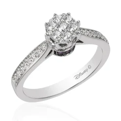 Enchanted Disney Fine Jewelry 10K White Gold with 1/3 CTTW Diamonds and Amethyst Ariel Engagement Ring