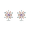 Enchanted Disney Fine Jewelry 14K Rose Gold over Sterling Silver with 1/20 CTTW Diamond with Swiss Blue Topaz and Rose-De-France Elsa Snow Flake Earrings