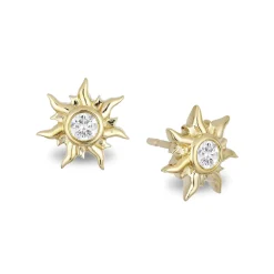 Enchanted Disney Fine Jewelry 10K Yellow Gold 1/10 CTTW Rapunzel Sun Blaze Earrings