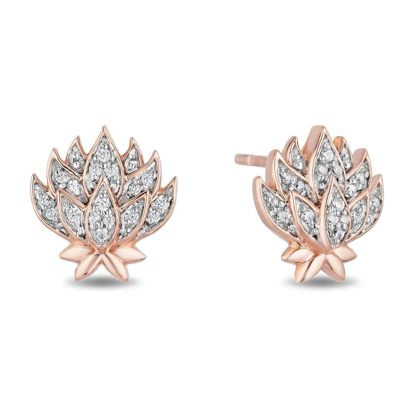 Enchanted Disney Fine Jewelry 14K Rose Gold over Sterling Silver 1/10 CTTW Jasmine Stud Earrings