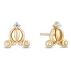 Enchanted Disney Fine Jewelry 14K Yellow Gold over Sterling Silver 1/20 CTTW Diamond Cinderella Carriage Earrings