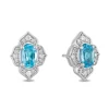 Enchanted Disney Fine Jewelry Sterling Silver 1/10 CTTW Diamond and Swiss Blue Topaz Jasmine Earring
