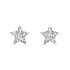 Enchanted Disney Fine Jewelry Sterling Silver with 1/5 CTTW Diamonds Tinker Bell Earrings