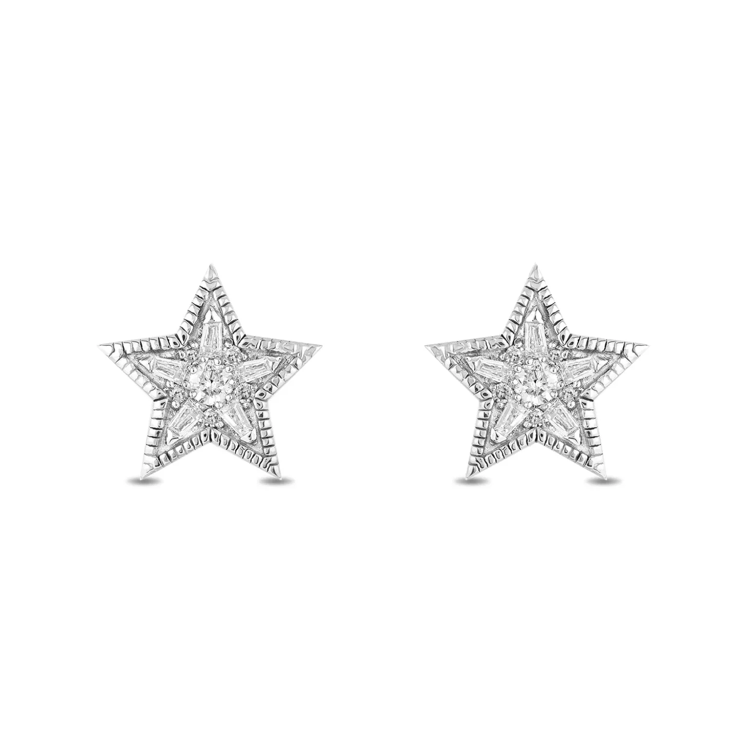 Enchanted Disney Fine Jewelry Sterling Silver with 1/5 CTTW Diamonds Tinker Bell Earrings