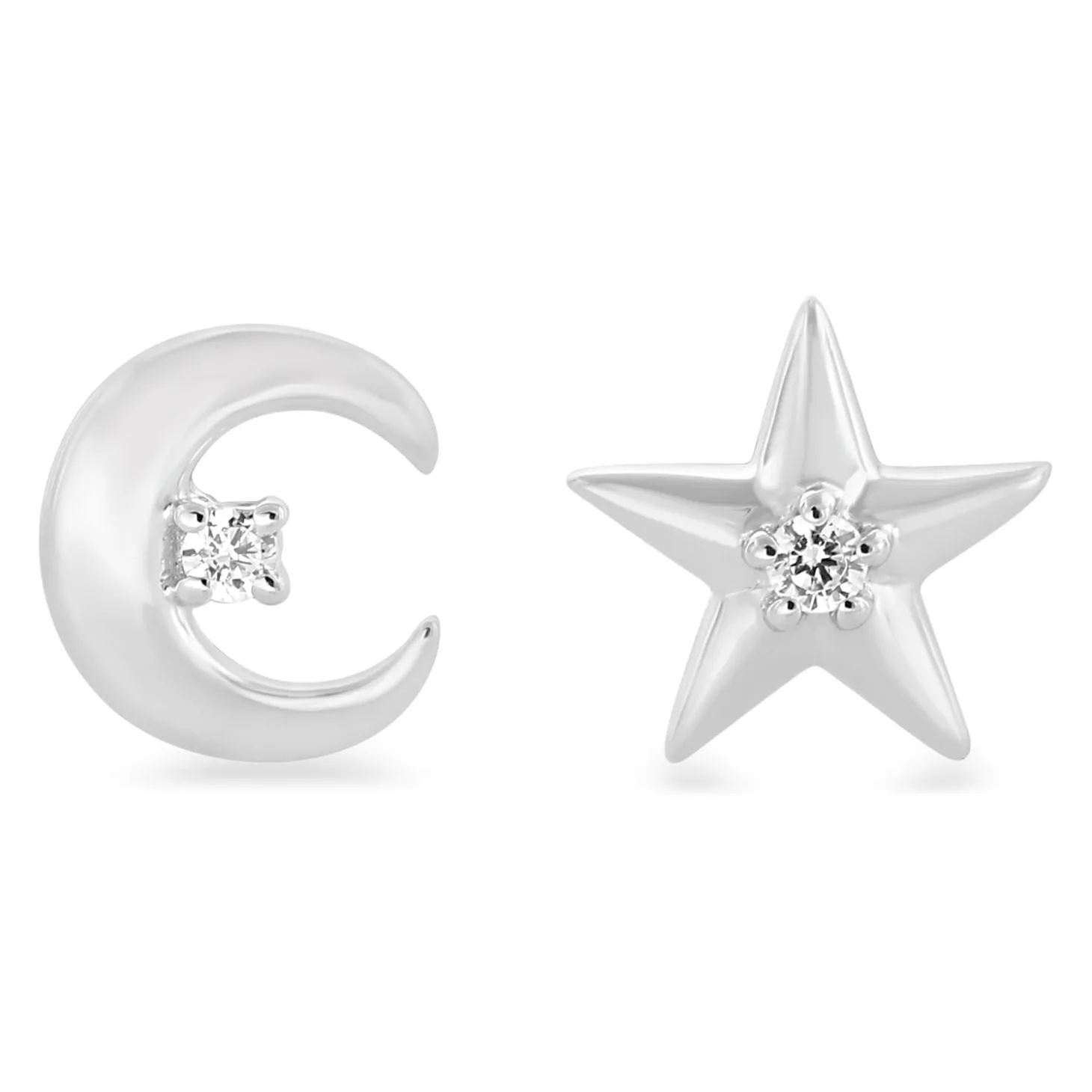 Enchanted Disney Fine Jewelry Sterling Silver with 1/20 CTTW Diamonds Jasmine Star and Moon Earrings