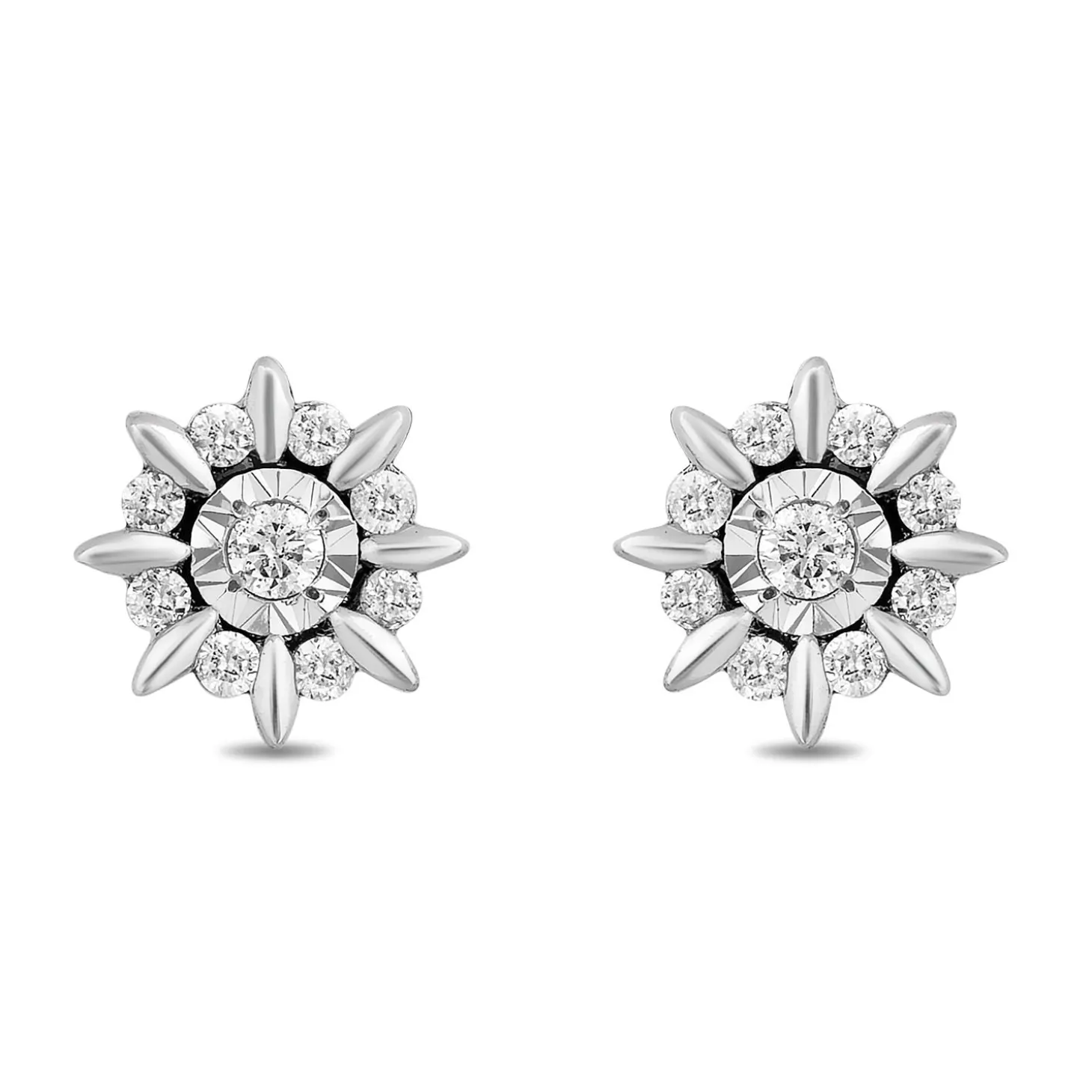 Enchanted Disney Fine Jewelry Sterling Silver 1/10 CTTW Elsa Snowflake Illusion Earrings